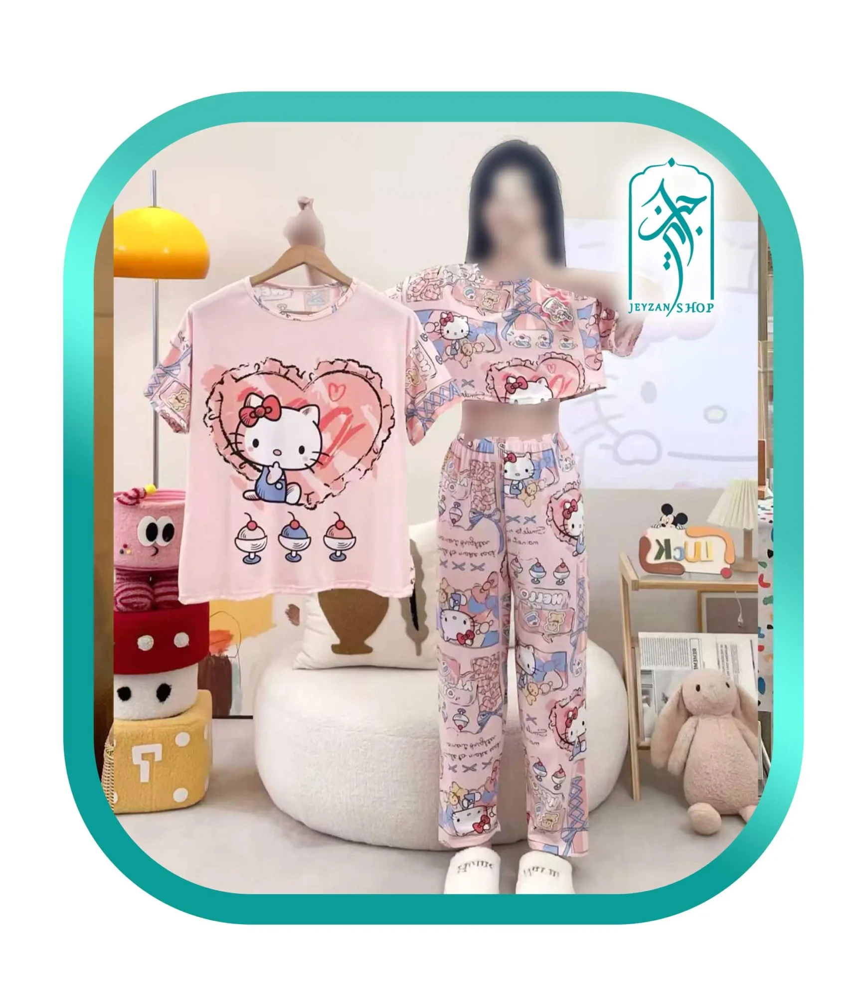لباس ست سه تکه زنانه طرح کیتی قلبی کد H283