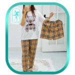 لباس ست سه تکه زنانه و دخترانه طرح خرس چهارخونه کد H199