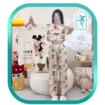 لباس ست سه تکه زنانه و دخترانه طرح میکی و مینی کد H287