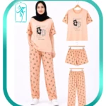 لباس ست سه تیکه زنانه و دخترانه طرح خرس پاپیونی کد H365
