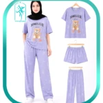 لباس ست سه تیکه زنانه و دخترانه طرح خرس عروسکی کد H368